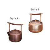 1.2 Liter Solid Copper Tea Pot Kettle - 5.5x7.4inch Traditional For Gas & Electric