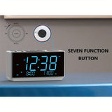 1pc Alarm Clock With FM Radio, USB Charging, 4.57cm Ice Blue LED Display, Night Light, Dual Alarm, Snooze, Dimmer Control, Bedside Office Electronic Clock ITOMA CKS508-EU