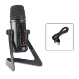 (Black) USB Condenser Microphone RGB High Sampling Rate Noise Reduction Monitoring Lossless Sound Quality Wired Mic with Desktop Stand for Gaming  Black