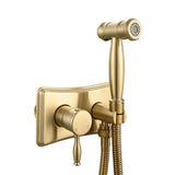 (Brushed gold) Space Saving Designs In Wall Bidets Sprayer Set with Hot and Cold Water Mixes Accessory for Family Bathrooms Use