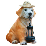 Resin Adorable Dog Figurines Ornament Gift Puppy Outdoor Solar Light Outsides Decorations for Yard Patio Lawn Porch