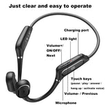 Bluetooth 5.0 Bone Conduction Headset Smart Touch Headphone with Mic Protective Hearing Earphone IP55 Waterproof Headphones