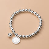 925 Silver Fashion Sweet Inlaid Round Medal Bead Bracelet