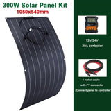 ETFE 300W Solar Panel 18V Semi-flexible Monocrystale Solars Cell Cable Outdoor Car RV Waterproof Rechargeable Power System
