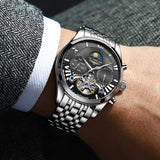 GUANQIN Tourbillon Mechanical Moon Phase Men's watches Week Calendar Type Luxury Man watch Stainless steel Waterproof Watch