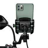 12-24V Motorcycle Phone Charger QC 3.0 Handlebar/ Rear-View Mirror 4-7 Inch Cellphone Holder with Aluminium Mount Base