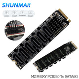 M2 M-EKY PCIE3.0 To SATA6G PCIE Riser 16000 MB/s Transmission Speed PCI Expansion Adapter Card for Hard Disk Support SATA