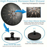 1pc Shower Head Combo, 21.84cm High Pressure Rain Shower Head, 5 Settings Handheld Shower Head Combo, Powerful Low Pressure Water Shower Spray, Matte Black, Bathroom Accessories