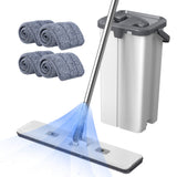 1pc Spray Mop For Floor Cleaning, Wet And Dry Use, Floor Cleaning System, Stainless-Steel Handle Mop, 4 Washable & Reusable Microfiber Mop Heads For Home Wall Window Cleaning