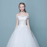 New style word wedding dress 2021 new Korean bride married slender tail neat factory direct sales