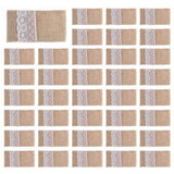 100Pc Burlap Lace Cutlery Pouch Tableware Knife Fork Holder Bag