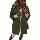 Button Lapel Pocket Wool Jacket Women's