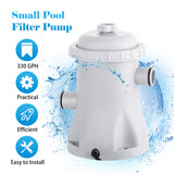 330 GPH Paddg Electric Water Pump - With 2 Filter Cartridges, For Above Ground Small Pools & Filters