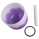 Crystal Singing Bowl Color Flower Pattern Matte Quartz Singing Bowl for Sound Healing Meditation Purple B Note