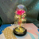 1pc Eternal Light Up Galaxy Roses - rose of love Pink Shiny Butterfly Rose Flower in Glass Dome - Perfect Christmas, Mother's Day, Anniversary, Birthday Gift for Women, Mom, Grandma, Wife