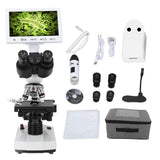 Trinocular Microscope 7 Inch Screen 40X To 1600X Magnification Biological Microscope with Mechanical Platform 100?240V EU Plug