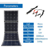 400W Foldable Solar Panel Bag - Power Bank for Phone, Ideal for Outdoor Camping, Hiking, Boat, RV & Car