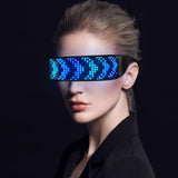 Shining Electronic LED Prop For Party Bar Festival Performance Futuristic Eyewear Luminous Glasses Light Up Visor Bluetooth