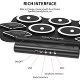 Digital Electronic Drum Kit Compact Size Usb Silicon Drum Set 9 Pads Drum Pads with Drumsticks for Students Beginner Gift