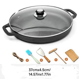 1pc, Cast Iron Pizza Pan (35.99cm), With Lid, Pizza Skillet For Cooking, Baking, Grilling, Kitchen Utensils, Kitchen Gadgets, Kitchen Accessories, Home Kitchen Items