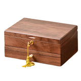 (walnutdouble layer) Double Layer Storage Organizers Secure Wood Jewelry Case Double Layer Storage Holder Box for Jewelry Accessories