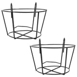 2PCS Iron Hanging Flowerpot Bracket Plant Pot Holder Planter Supporting Shelf for Home Garden Balcony (Black, Size XL)