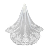 Elegant Cathedral Wedding Veil With Lace Appliques Beaded Edge Veil Sequins Veil for Wedding Ceremony