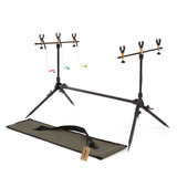 Lixada Adjustable Retractable Carp Rod Holder Fishing Pole Pod Stand with 3 Bite Alarms and Swingers Indicator