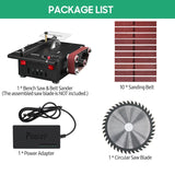 300W Circular Table Variable Speed Mini Bench Saw and Belt Sander 30mm Cutting Depth DIY Benchtop Sanding hine with Belts