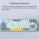 Wireless nical 84 Keys 2.4G+BT5.0+Type-C Keyboards 15 Light Effect 5 Brighess Levels Keyboard for Tablet Laptop
