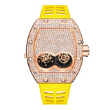 PINTIME Men Iced Out Watches Luxury Full Diamond Gold Stainless Steel Quartz Wristwatches Clock Gift Relogio Masculino