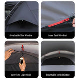 Motorcycle Camping Tunnel Tent 2 Room Tents for Camping Waterproof and UV Protection Made from 150D