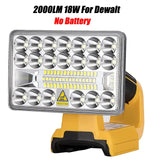 18W 2000LM LED Work Portable Outdoor Light Rechargeable Flashlight for /Milwaukee/Makita/Bosch 18V Li-ion Battery