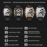 GUANQIN New Mechanical Hollowed out Dial Men's Watches 50M Waterproof Luxury Watch For Men Leather Strap Sapphire Wristwatch Men