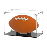 Display Case Acrylic Lid and Black Base Clear Football Boxes with Ball Holder