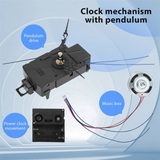 Quartz Pendulum Movement With Black Hands,with Music Box Speaker,Battery Operated,Melody Mechanism for DIY Clock