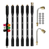 Nonslip Pressure Washer Extension Wand Set 9pcs Includes Curved Rod and Multiple Color Nozzle Tip for Effective Cleaning