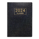 A7 Notebook 2024 English Planner Faux Leather Hardcover Mini Journal with Ink-proof Paper