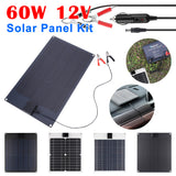 60W 12V Panel Battery QC3.0 Fast Charger with Alligator Clip Waterproof Solar Cells Power Bank for Car Boat RV