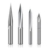 CNC Bits Set 1/4 Shank, Engraving Wood Carving Router Bit 6mm & 4mm, V-Groove, Profile Bit, Tungsten Steel - 4PCS