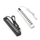High Quality USB Hub 12 Ports USB 3.0 Hub Multi USB Splitter Switch High Speed Data Transfer For Laptop Computer Durable Black