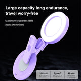 Portable Clip-on Ring for Phone w/ Mirror Modes 3 Levels Brighess 180° Rotatable Selfie Fill Light