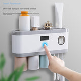1pc Smart UV Sterilization Toothbrush Holder, With Gargle Cup & Toothpaste Dispenser, Wall Mounted Toothbrush Storage Rack, Multi-functional Toothbrush Storage Organizer, Electric Toothbrushes Hanging Holder Sanitizer, Bathroom Accessories