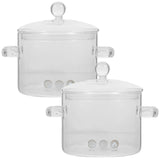 2Pcs Glass Cooking Pot Household Kitchen High Borosilicate Glass Stew Pot Noodle Cooking Pot