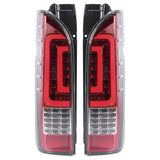 Pair LED Taillights Assembly Quadrate Tail Lamp Fit for Hiace 200 Commuter Van 2005-2017Red Lens