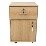 Mobile File Cabinet Multiple Drawers Sturdy Under Desk Rolling File Cabinet with Locks Wheels for Home Office Oak Color