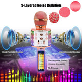 Wireless karaoke microphone, Bluetooth handheld portable speaker, home KTV player with LED dance recording function, children's