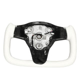 Heated Steering Wheel Comfortable Grip White Nappa Modified Simple Installation Cars Yoke Steering Wheel for Model 3 2017-2021