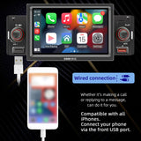 Car Stereo MP5 Player Single Din BT FM Radio Receiver with Carplay Android Auto Support Hands-Free Calg USB Charge
