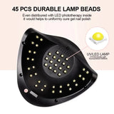 45LEDs Professional Nail Drying Lamp For Drying All UV Nail Gel Polish With Large LCD Touch Smart Sensor Manicure Salon Tools